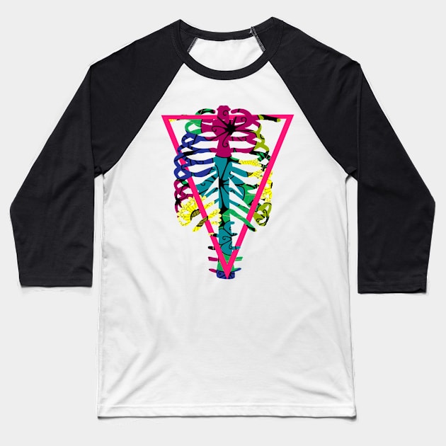 Flowers Skeleton Baseball T-Shirt by onora